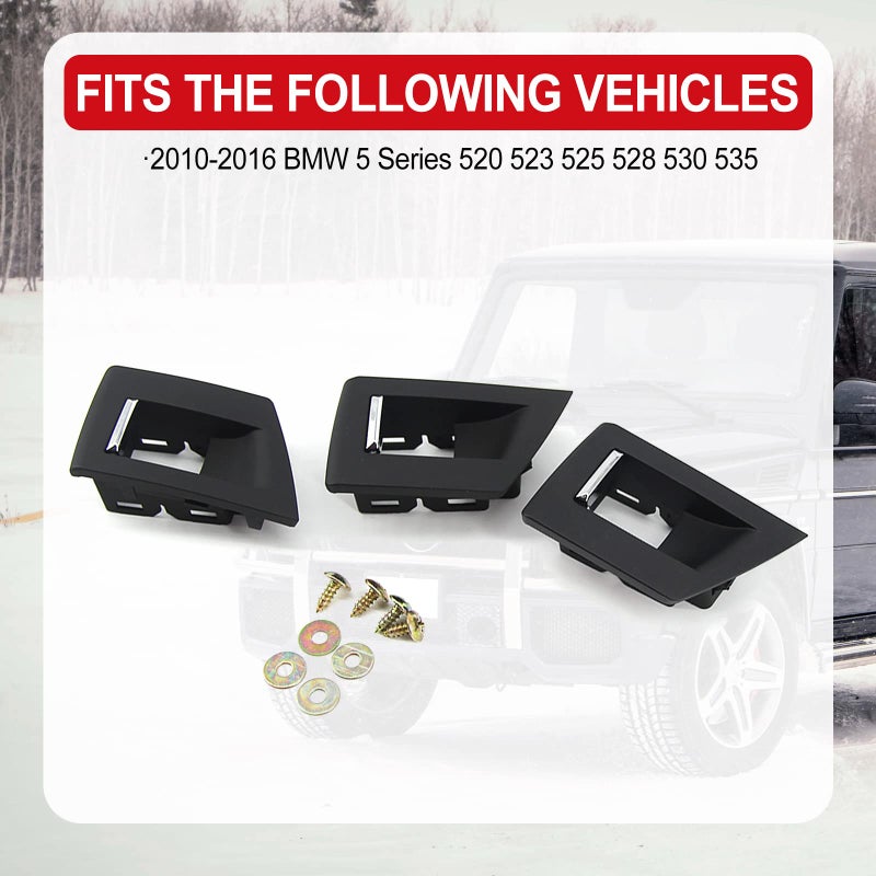 FEXON لوحة ذراع التحكم في نافذة FEXON السوداء، غطاء تزيين مقبض سحب الباب الداخلي، مجموعة استبدال لسيارات BMW 5 Series 520 523 525 528 530 535 من 2010-2016 - Image 5